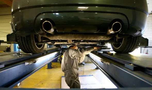 Car receiving a service
