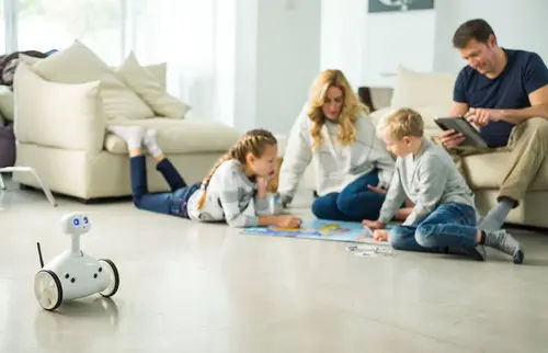 Robit can roam your house and record videos with its camera.