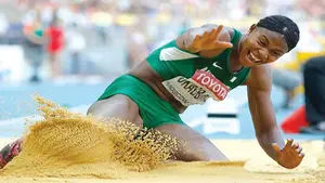 Blessing Okagbare in a long jump event.