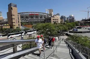 Fans arrive at Petco Park prior to the