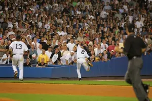 Derek Jeter of the New York Yankees catches