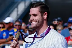 INDIANAPOLIS, IN - MAY 29: David Boudia arrives