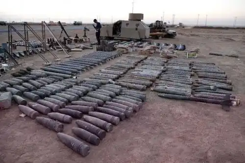 Recovered ISIS munitions in Mosul