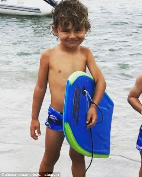 Her kiddies: Anja (born 2008) is on the left and Noah (born 2012) is on the right in these Instagram snaps