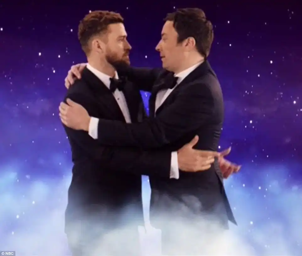 Dynamic duo: Justin Timberlake showed up as they parodied La La Land