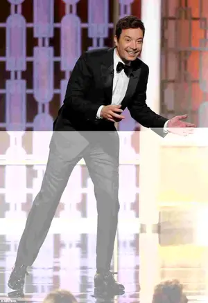 Tough times: The show was kicked off by host Jimmy Fallon who had a rough time at first as the teleprompter went down during the monologue