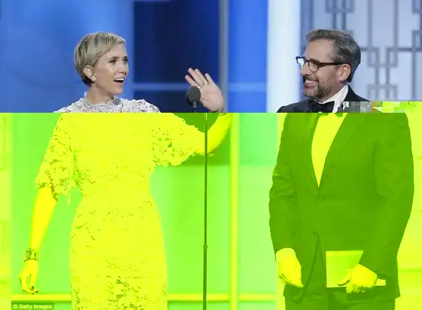 Hilarious: Kristen Wiig and Steve Carell presented and had one of the most hilarious moments of the night