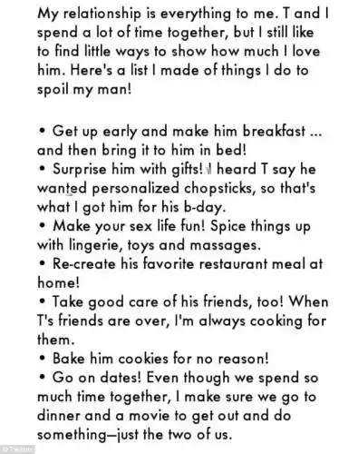 Susie homemaker: It also claimed Kylie got up early to make him breakfast in bed, baked cookies 'for no reason', and cooked for all of Tyga's friends whenever they came to the house.