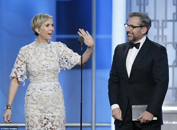 Hilarious: Kristen Wiig and Steve Carell presented and had one of the most hilarious moments of the night