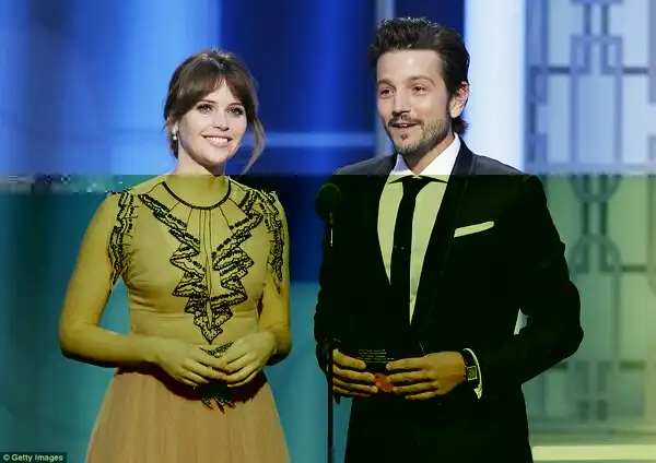 In a galaxy not too far away: Rogue One: A Star Wars story stars Felicity Jones and Diego Luna presented together