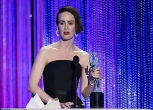 It's a sweep: Sarah Paulson has found much success during award season and she added yet another gong as she received Outstanding Performance by a Female Actor in a Miniseries or Television Movie