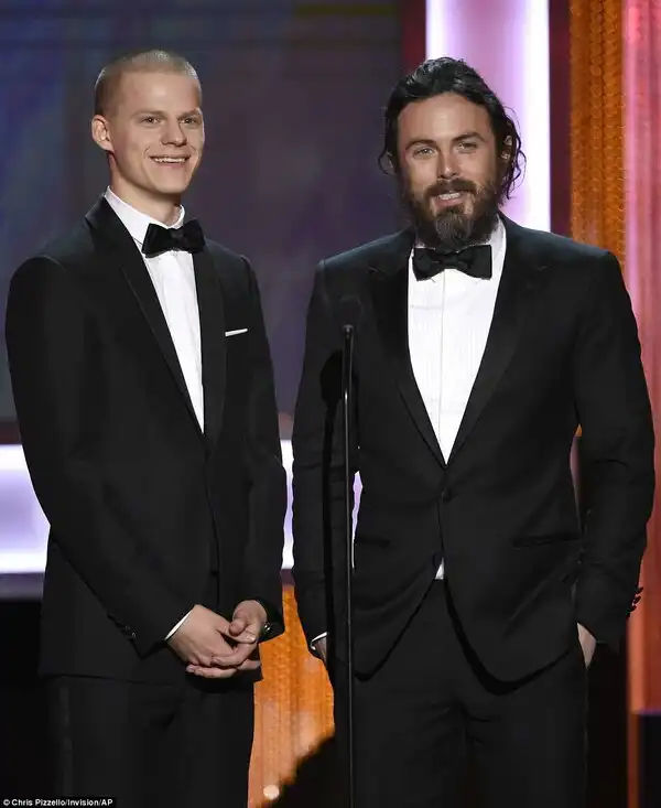 At least her hit the podium once: Casey Affleck was a presented alongside Lucas Hedges