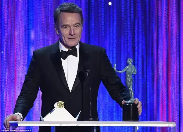 He stays winning: Bryan Cranston won Outstanding Performance by a Male Actor in a Miniseries or Television Movie for his role as former president Lyndon B Johnson in All The Way