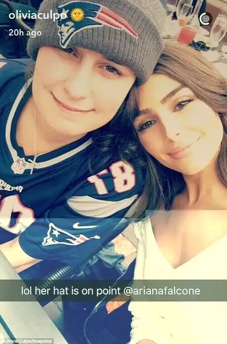 On Snapchat, the 2012 Miss Universe winner got close with fellow Patriots fan Ariana Falcone