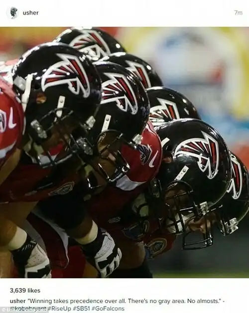 Falcons fan: Usher rooted for his team by sharing a meaningful quote from NBA star Kobe Bryant