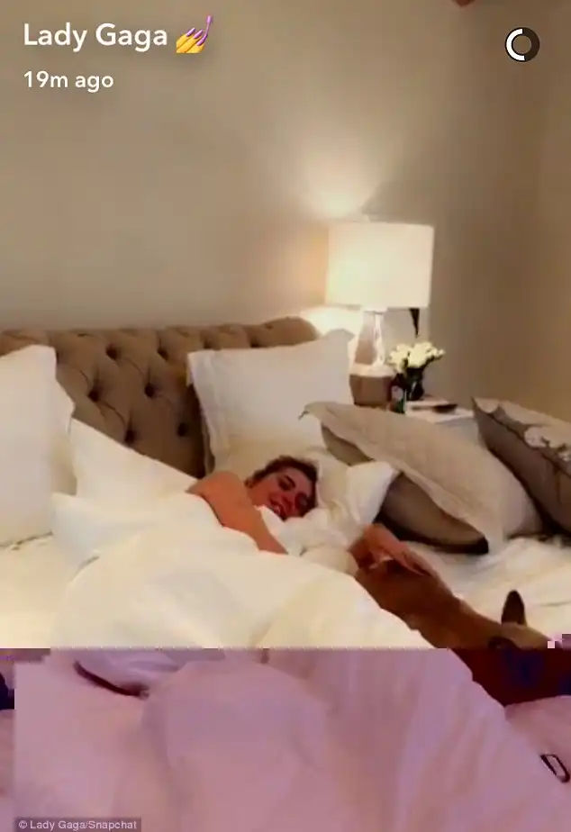 Wake up sleepyhead! Gaga made sure to get plenty of rest before heading to Houston's NRG Stadium