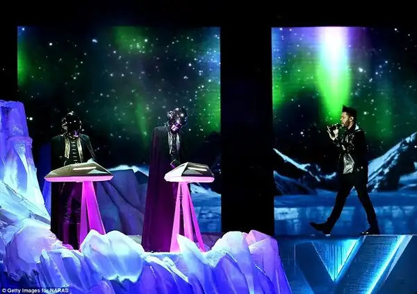 Legends: He was joined by Daft Punk during the performance as they made a rare award show appearance