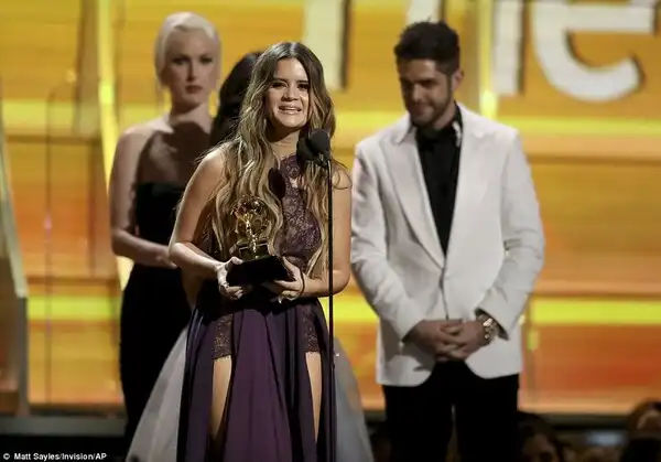 Up and comer: Maren Morris accepted the Best Country Solo Performance gong for My Church