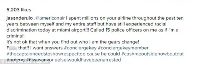 spoke out: The singer, who claimed to have spent millions of dollars with AA, posted this message to  Instagram and also vented about his treatment in a video that he shared with TMZ
