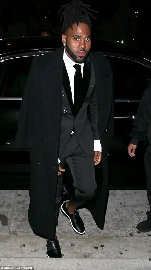 Was heading home: The incident occurred as Derulo and his entourage arrived to catch a flight back to Los Angeles. He is picturedi n West Hollywood last week