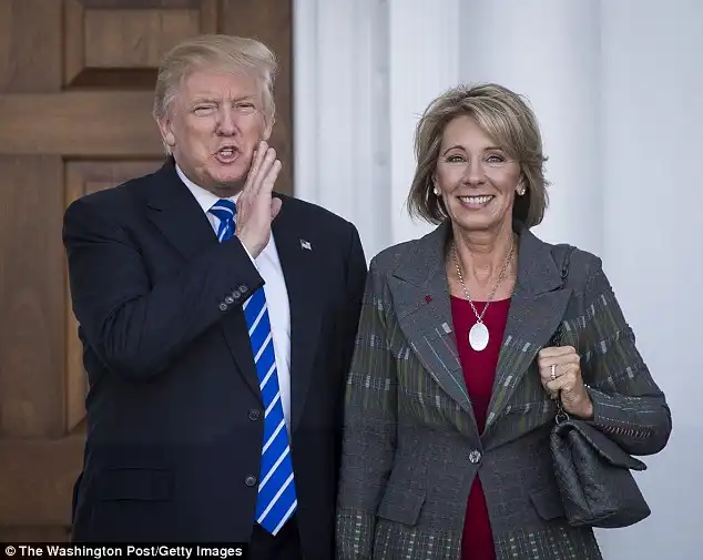 Next up: Trump was pictured with DeVos, who Baranski could potentially play, in New Jersey in November 