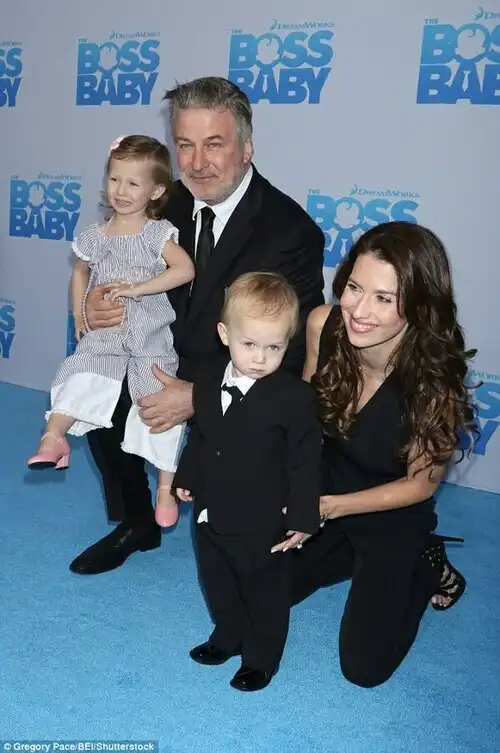 The clan: Alec is married to Hilaria (pictured in March) and they have three children