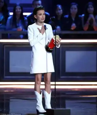 Winner: Stranger Things darling Millie Bobby Brown, 13, was named Best Actor In A Show for her role as the enigmatic eleven in the Netflix series