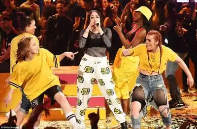 Chip off the block: Miley's little sister Noah Cyrus performed during the awards show