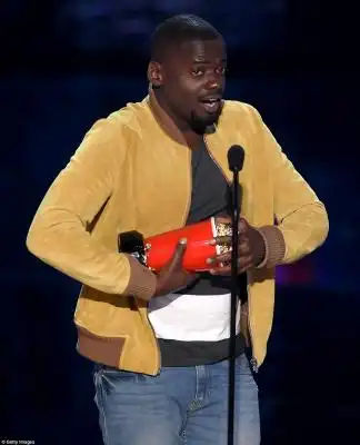 Tearful: It's the first big Hollywood award for the actor
