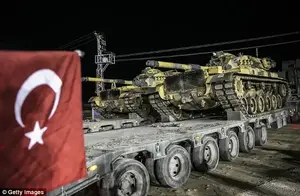Turkish tanks being transported to take part in Operation Olive Branch against the YPG militia 