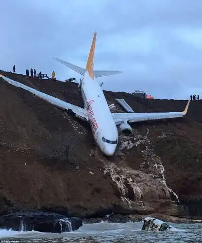 A passenger jet that shot off a Turkish runway and nearly ended up in the sea span off course when its right-hand engine mysteriously surged in power, pilots have revealed 