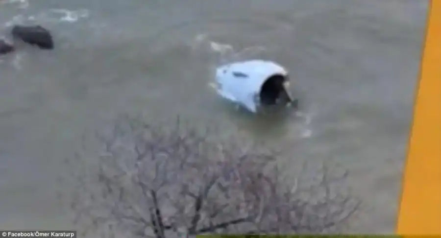 Parts of the aircraft were seen floating in the Black Sea, showing just how close the aircraft was to plunging into the water itself'We tilted to the side, the front was down while the plane's rear was up. There was panic. People shouting, screaming,' she told state-run news agency Anadolu. The airport was temporarily shut before reopening on Sunday morning