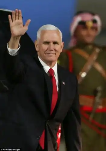 Mr Pence arrived at Tel Aviv's Ben Gurion airport for the start of his visit to Israel 