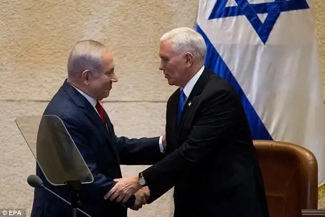 Mr Netanyahu called Pence 'a great friend of Israel' and said there was 'no alternative for American leadership' in the peace process.