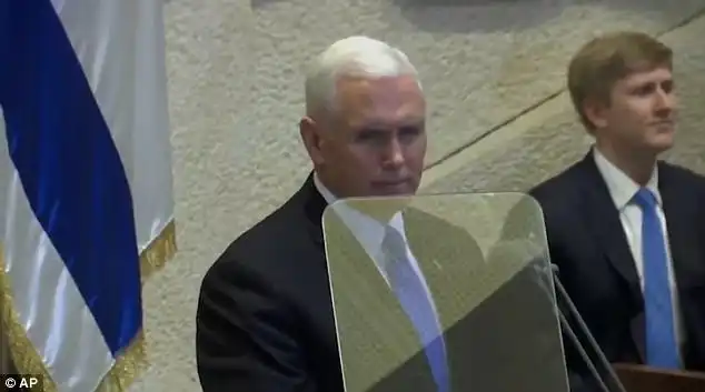 The protest began as Vice President was making his speech to the Israeli Knesset 