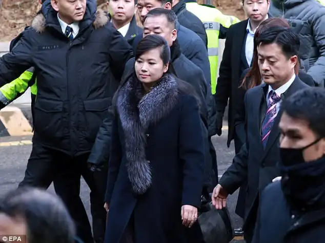 Hyon was surrounded by crowds of people as she arrived at Seoul railway station