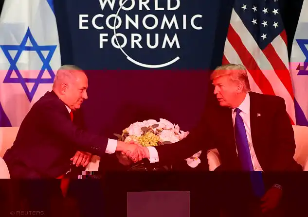President Donald Trump shakes hands with Israeli Prime Minister Benjamin Netanyahu during the World Economic Forum (WEF) annual meeting in Davos, Switzerland January 25, 2018