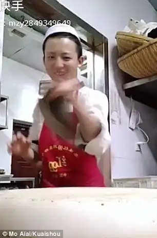 He posts videos of himself doing the dangerous stunt on live-stream app Kuaishou