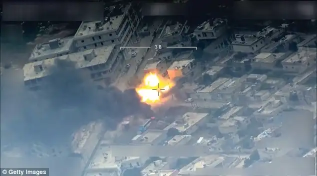 Ankara sees the YPG as a 'terror' group and the Syrian arm of the outlawed Kurdistan Workers Party (PKK), which has fought a decades-long insurgency against the Turkish state. Pictured a Turkish strike on a suspected PKK headquarters