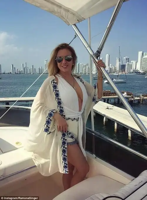 Calm before the storm: Ramona Singer posted this photo of herself on the boat before heading out to sea, bragging about the magnificent vacation she was taking