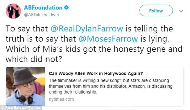 'Which of Mia's kids got the honesty gene?' It's mainly for this reason that Alec Baldwinwho worked with Allen three timesrepeatedly defends his To Rome with Love helmer