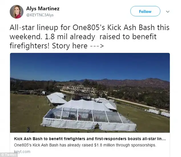 Benefit: The event was held at a private estate and was attended by 2,000 people. Other performers included David Foster, Katharine McPhee, Richard Marx and David Crosby