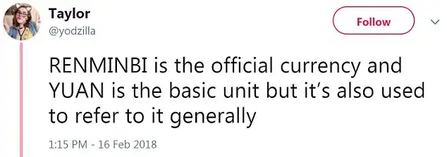 Understandable: However, a unit of Chinese currency is called a 'yuan,' which seems to have contributed to the confusion