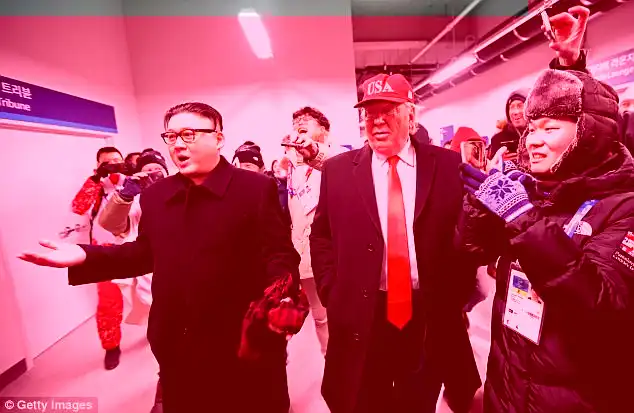 Two pranksters caused a stir at the Winter Olympics in South Korea opening ceremony by dressing up as Donald Trump and Kim Jong-Un