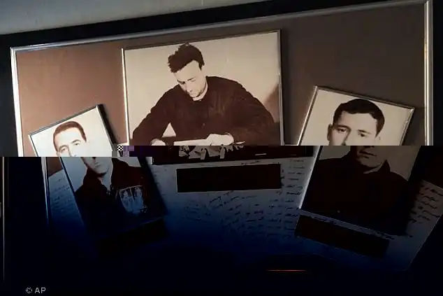 Grainy, black-and-white photos of the captain and captured crew hang in the United StatesS Pueblo in Pyongyang. The sailors suffered regular beatings, torture, malnourishment, and other abuses