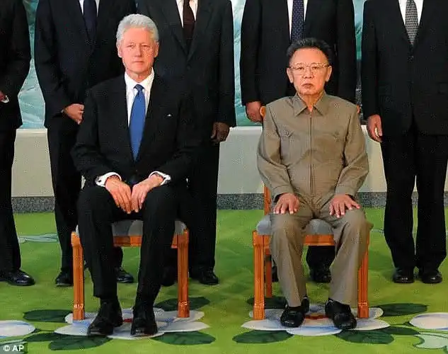 Former US president Bill Clinton is pictured meeting North Korea's Kim Jong Il in 2009