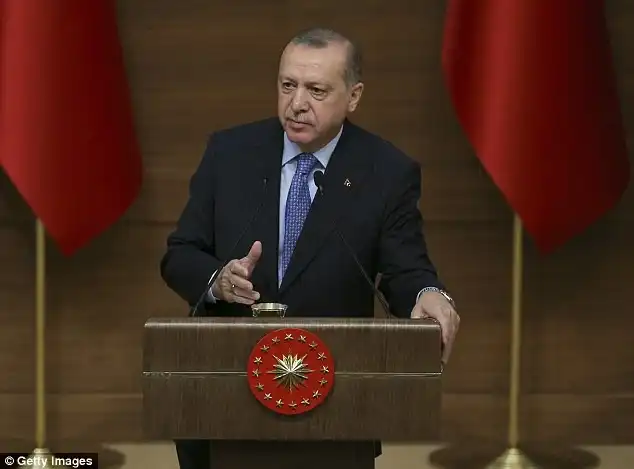 Invader: President Recep Tayyip Erdogan stated he hoped that Afrin would fall into Turkish hands by Wednesday evening