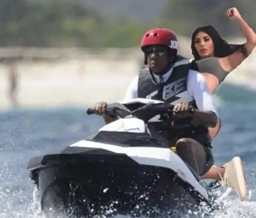 In the rump of a jet ski 