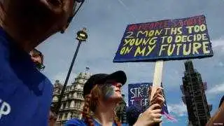 Campaigner for a new EU referendum during People's Vote march