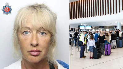 Ex-Asda manager Louisa de Marco (Left) and Manchester Airport (Right)